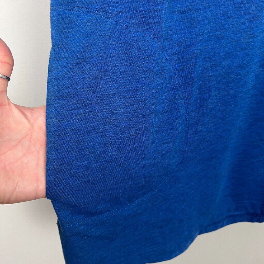 Duluth Trading Co Dry & Mighty Long Sleeve Hoodie Tunic Womens M Blue Wool Blend - Picture 7 of 11